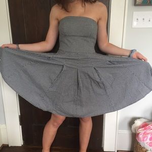 vintage gingham strapless dress